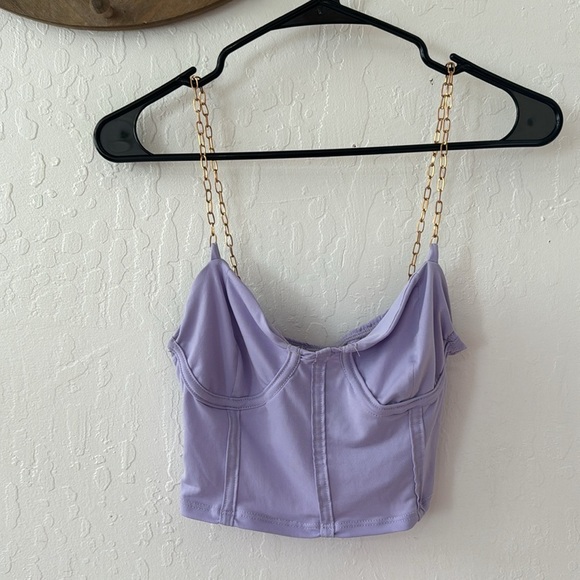 Just Polly Purple Gold Chain Crop Bustier Corset Top XS/S - Picture 2 of 7